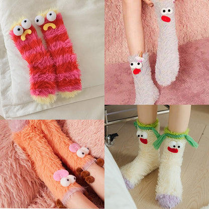 Chaussettes excentriques 3D en velours corail