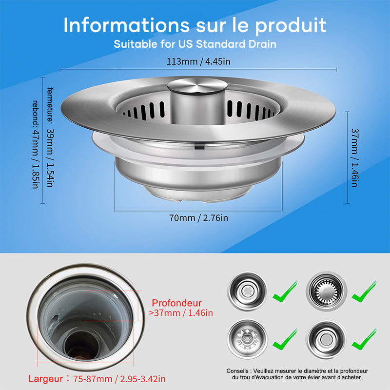 Filtre de drainage de sol en acier inoxydable