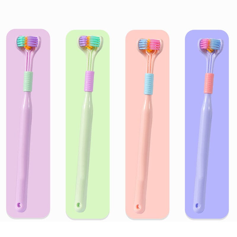 Brosse à dents à trois côtés en forme de V