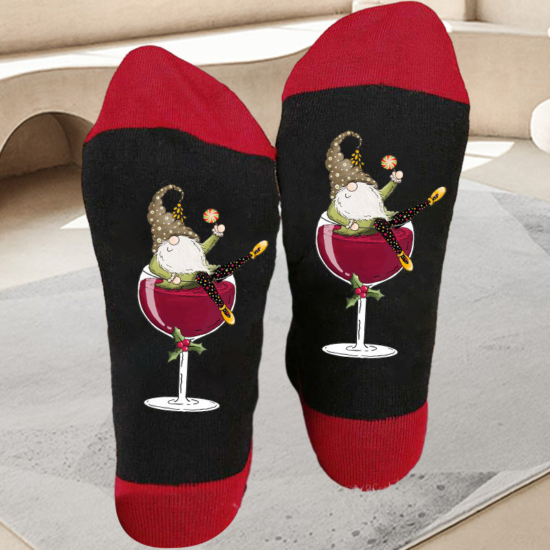 🧦Gnome Verre à vin Chaussette de Noël🧦