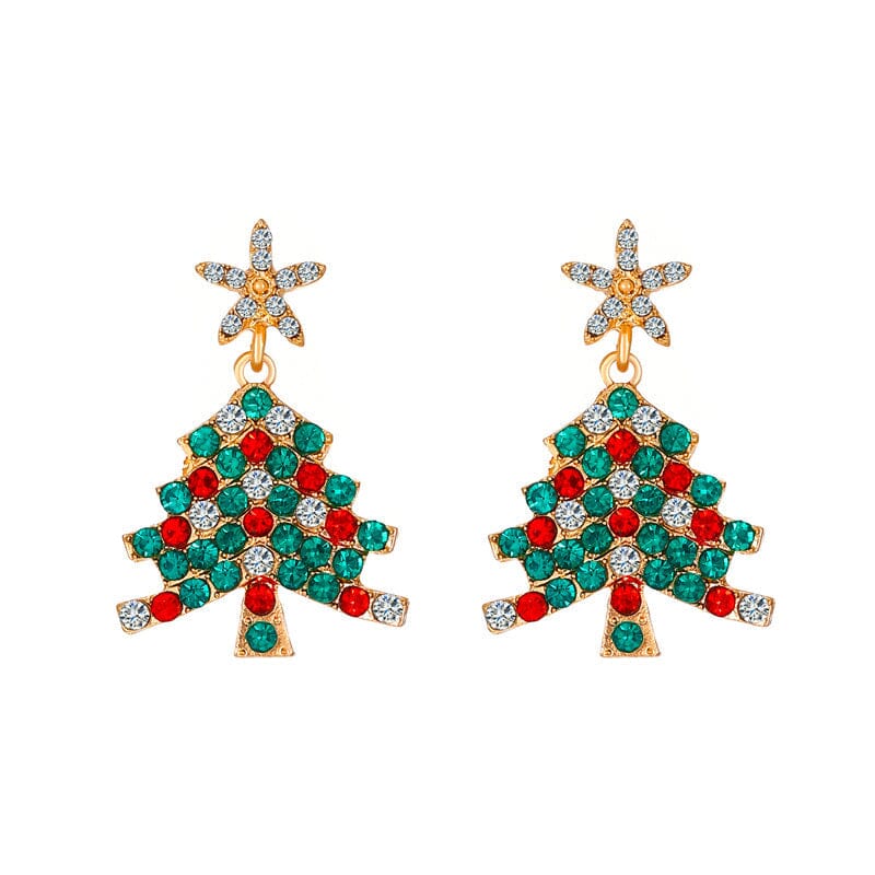 Boucles d'oreilles sapin de Noël scintillantes