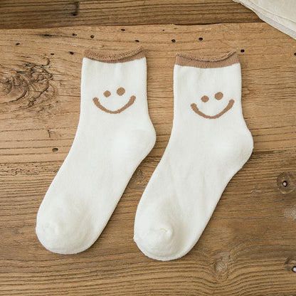 Chaussettes En Coton Mignonnes Avec Des Visages Souriants (5 PCs)