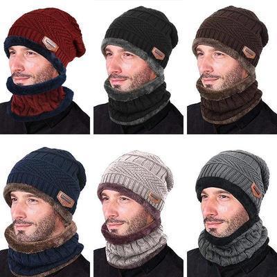 Ensemble Hiver Bonnet avec Écharpe en Tricot