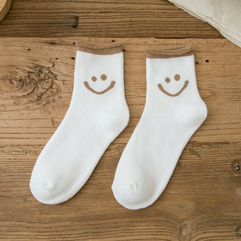 Chaussettes En Coton Mignonnes Avec Des Visages Souriants (5 PCs)