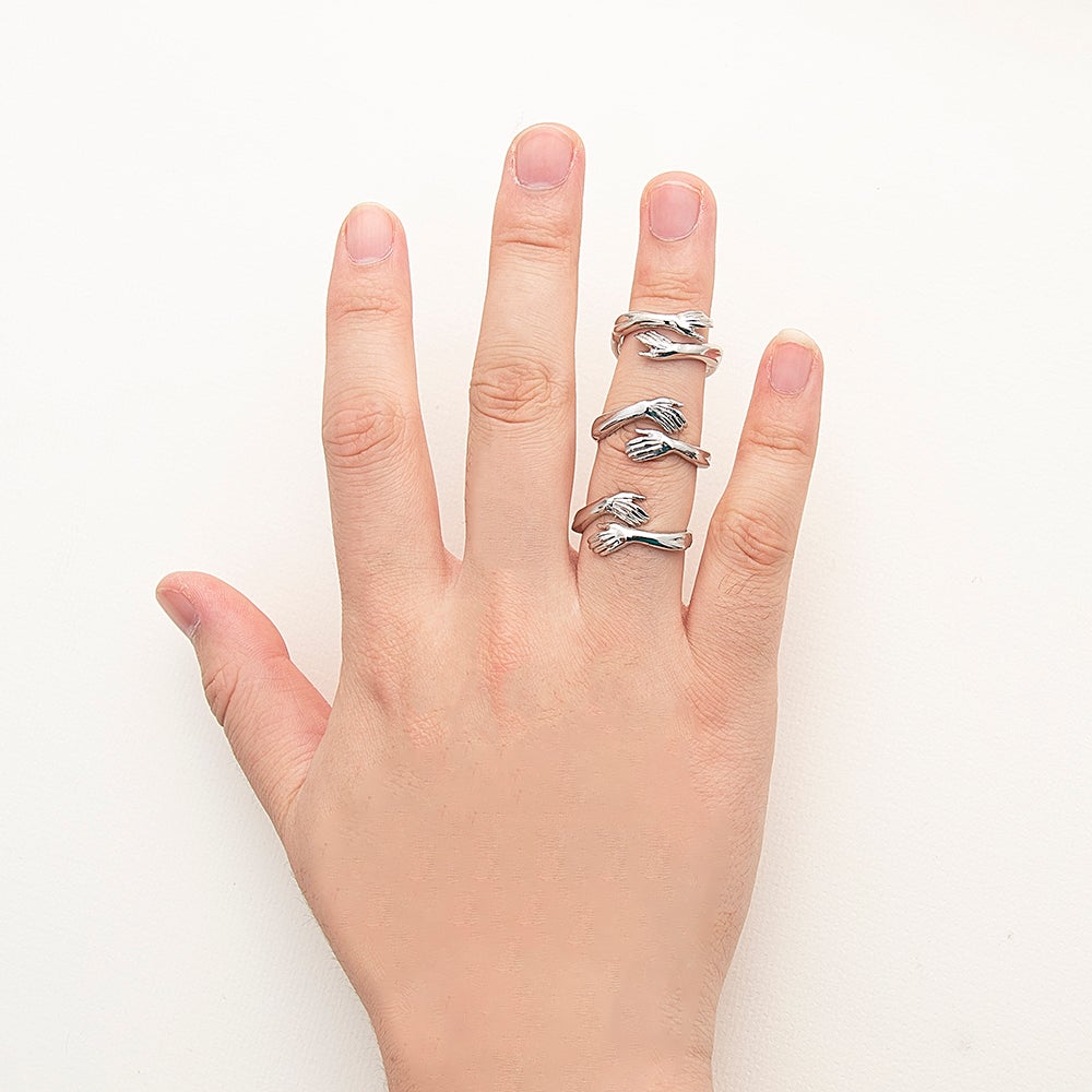 🤩À sa petite-fille - Bague Hug en argent sterling 925 (réglable - Taille unique)💕