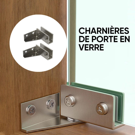 Charnière en verre rotative en forme de L