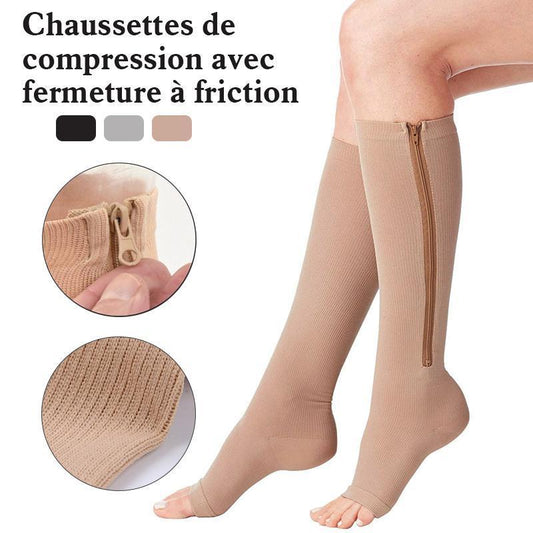 Chaussettes de compression avec fermeture à glissière