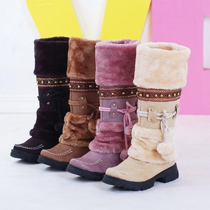 Bottes au Genou Chaudes pour Femmes en Hiver