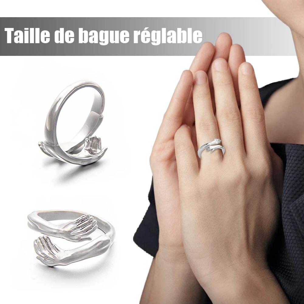 🤩À sa petite-fille - Bague Hug en argent sterling 925 (réglable - Taille unique)💕