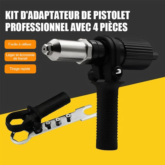 Kit d'Adaptateur de Pistolet à Rivets Professionnel avec 4 Boulons de Buse Différents