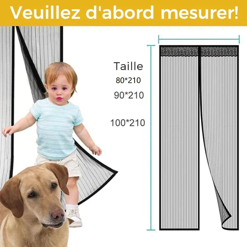 Porte moustiquaire magnétique avec velcro plein cadre