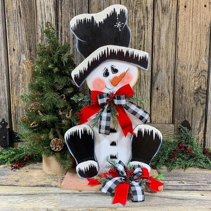 Artisanat de Décoration de Bonhomme de Neige en Bois de Noël