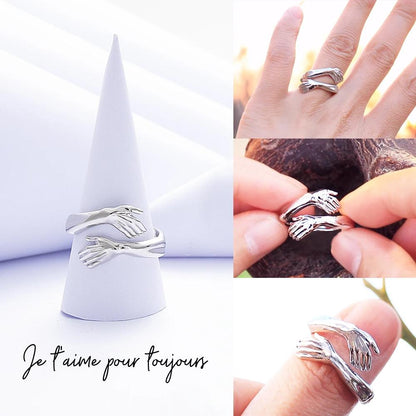 🤩À sa petite-fille - Bague Hug en argent sterling 925 (réglable - Taille unique)💕