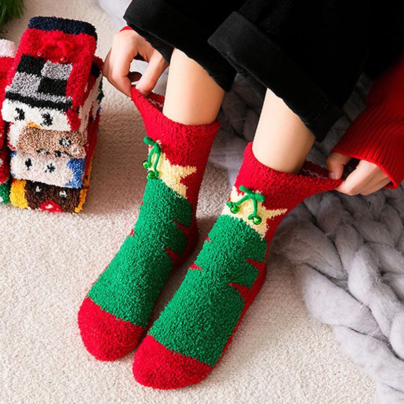 Coffret Cadeau De Noël Chaussettes En Molleton Corail