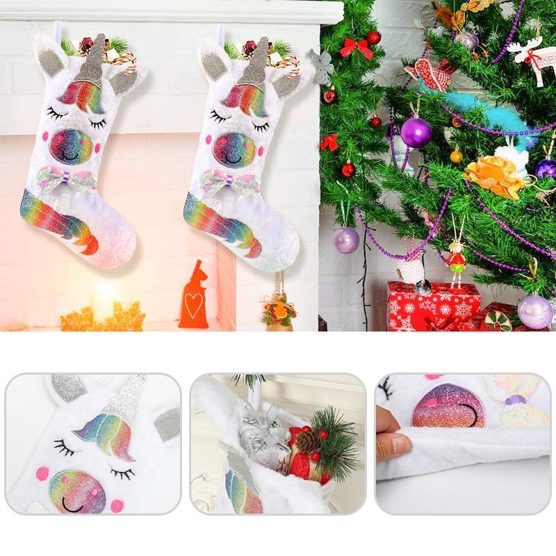 Licorne Chaussettes de Noël Décoration (Avec Lumière LED)