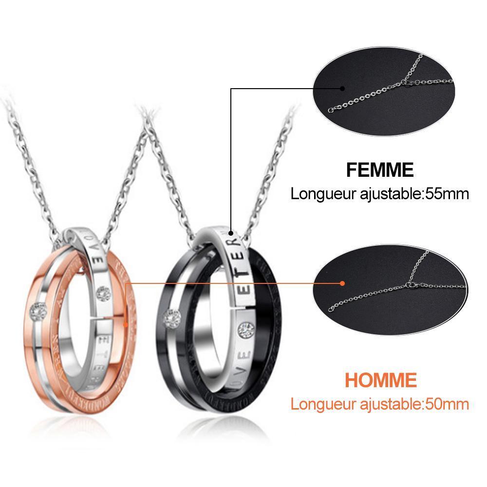 Eternal Love Collier de Couple en Acier Inoxydable