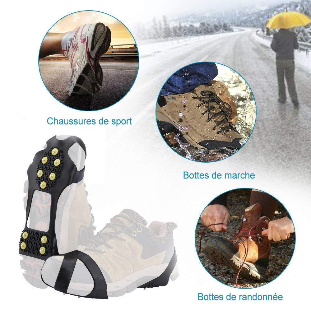 10 crampons à dents, couvre-chaussures antidérapants, 1 paire