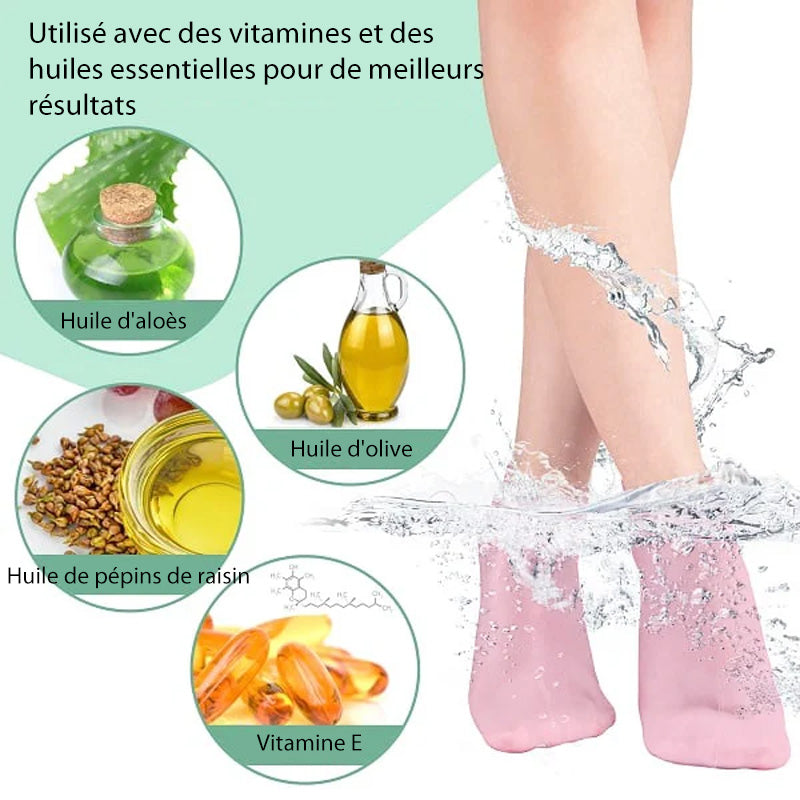 Chaussettes en silicone pour femmes pour spa et pédicure