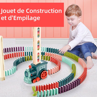 Ensemble de Blocs de Train Domino Jouet de Construction et d'Empilage