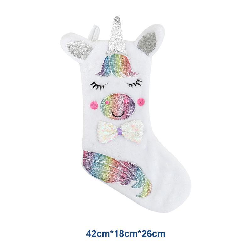 Licorne Chaussettes de Noël Décoration (Avec Lumière LED)