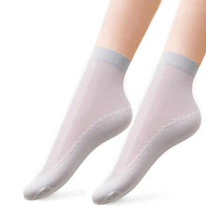 Chaussettes Soyeuses en Coton Anti-dérapant