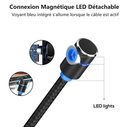 3 en 1 Magnétique Câble USB Chargeur avec LED Light