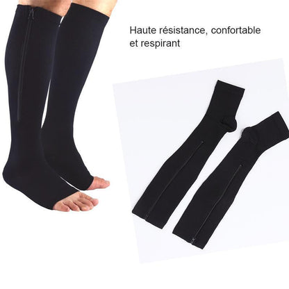 Chaussettes de compression avec fermeture à glissière