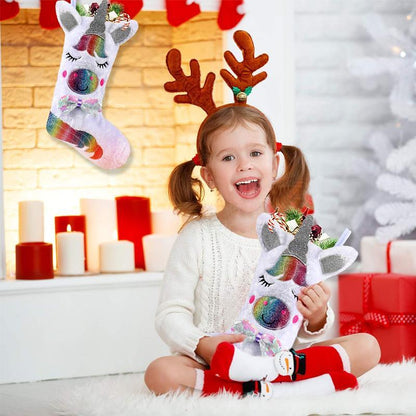 Licorne Chaussettes de Noël Décoration (Avec Lumière LED)