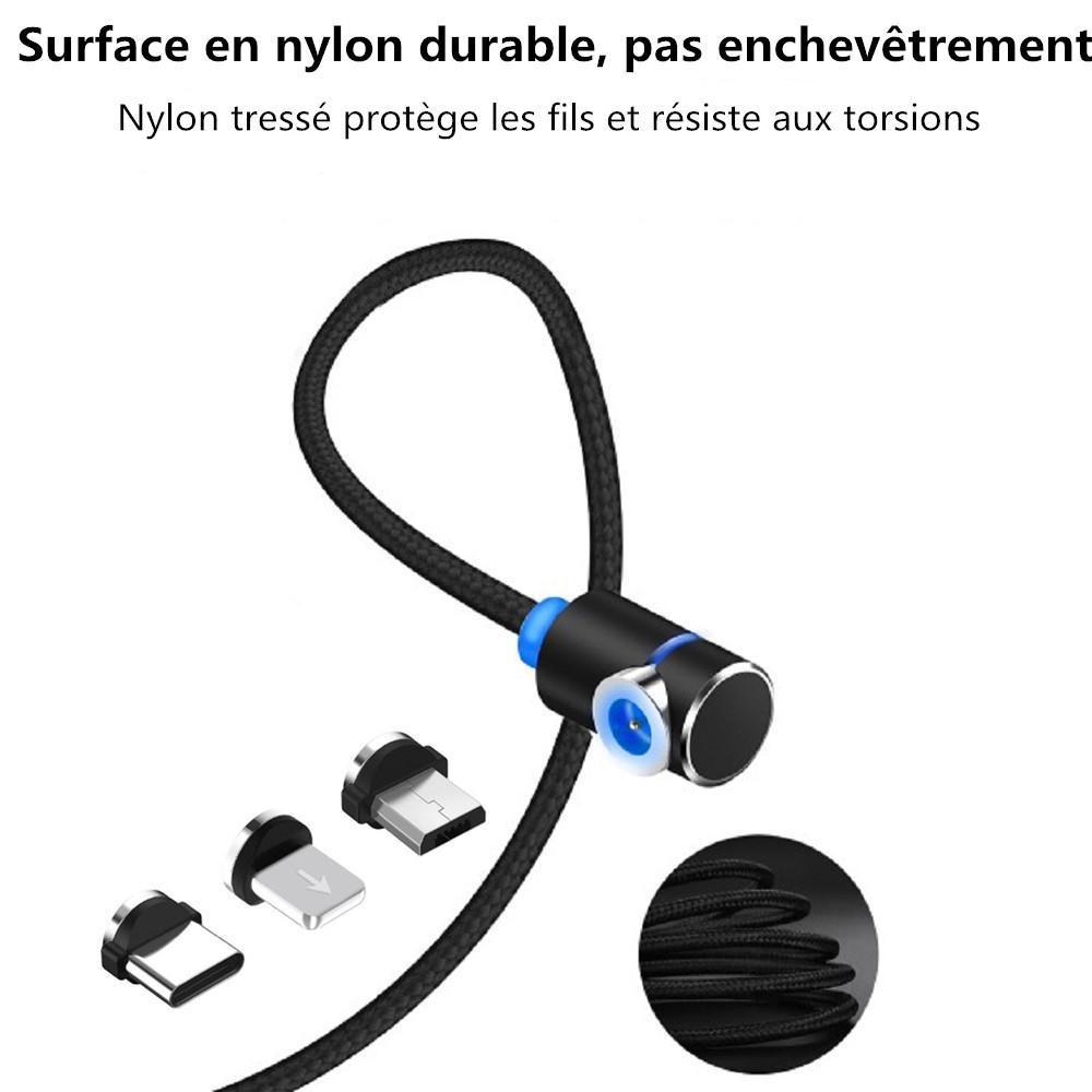 3 en 1 Magnétique Câble USB Chargeur avec LED Light