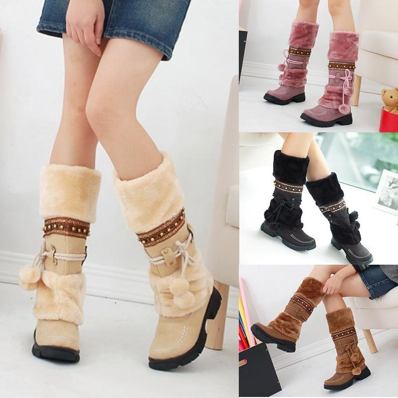 Bottes au Genou Chaudes pour Femmes en Hiver