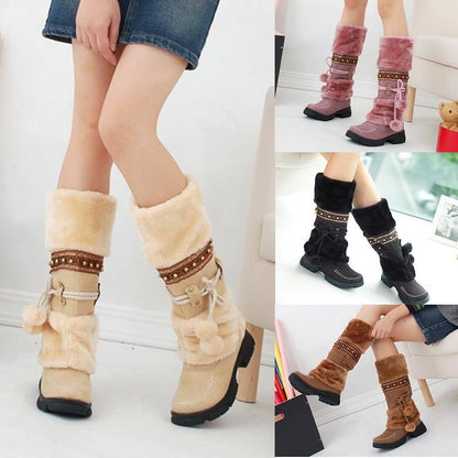 Bottes au Genou Chaudes pour Femmes en Hiver