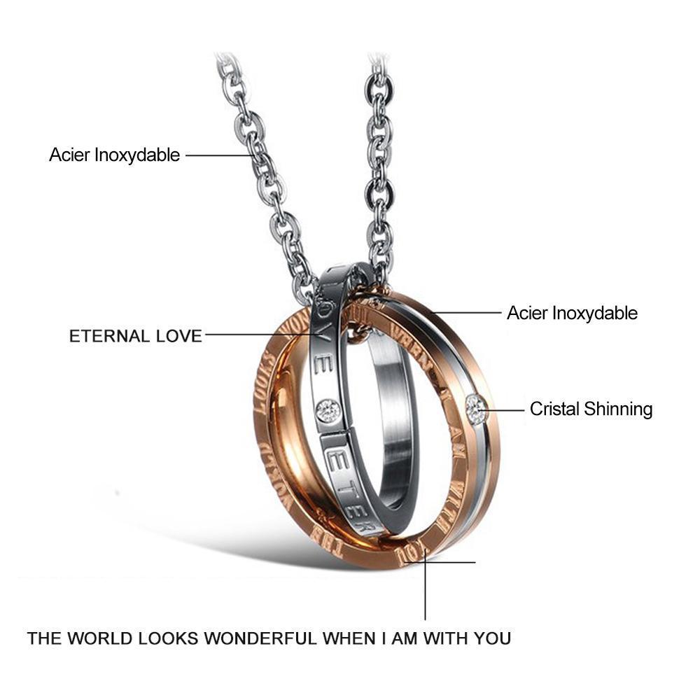 Eternal Love Collier de Couple en Acier Inoxydable