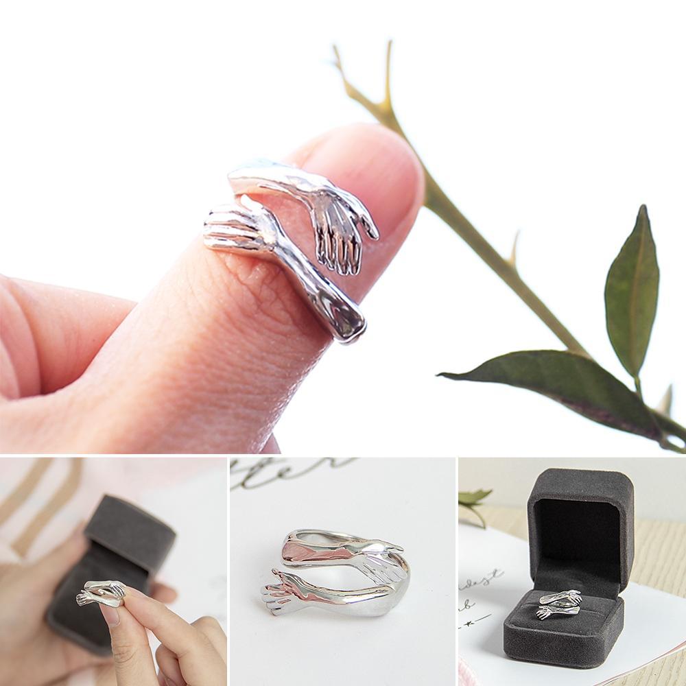 🤩À sa petite-fille - Bague Hug en argent sterling 925 (réglable - Taille unique)💕