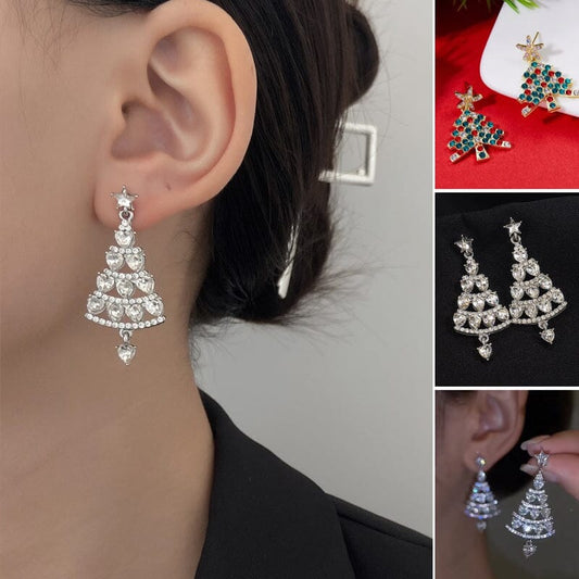 Boucles d'oreilles sapin de Noël scintillantes